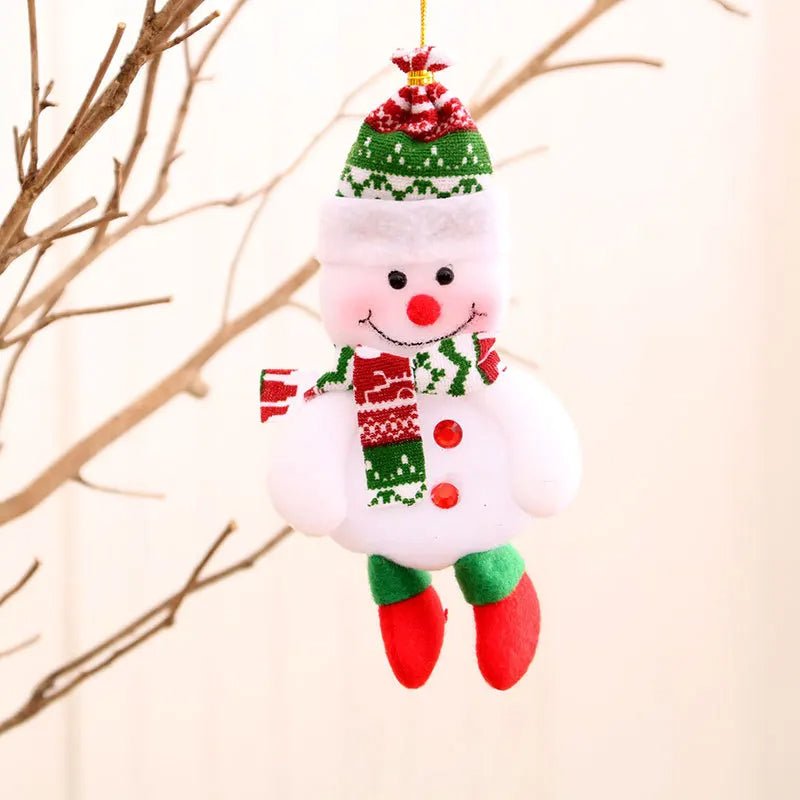 Christmas Cartoon Plush Doll Hanging Ornaments – Adorable Santa Claus, Snowman, Reindeer, Bear, and Tree Ornaments for a Joyful Holiday Touch