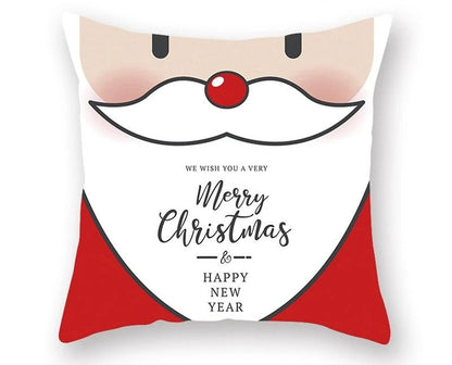 Christmas Cushion Cover – Festive Santa & Elk Design for Holiday Decor & Perfect New Year Gift