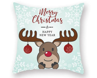 Christmas Cushion Cover – Festive Santa & Elk Design for Holiday Decor & Perfect New Year Gift