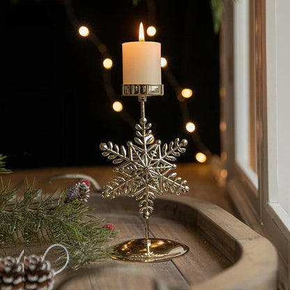 Christmas Iron Golden Candle Holder with Star and Elk Design – Candle Holder for Your Christmas and New Year Table Decor
