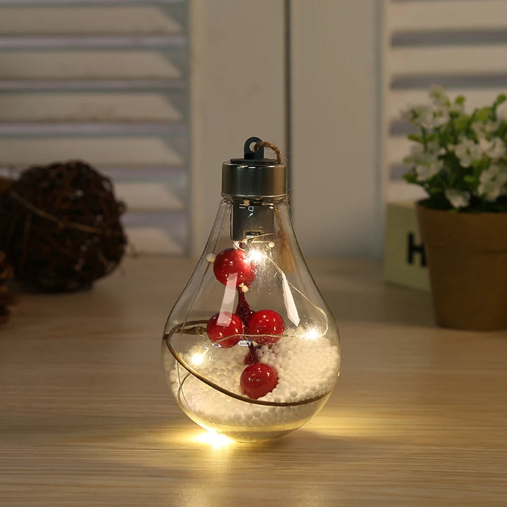 Christmas LED Bulb Ornaments – Transparent Ball Tree Décor for Festive Charm & Perfect Holiday Gifts