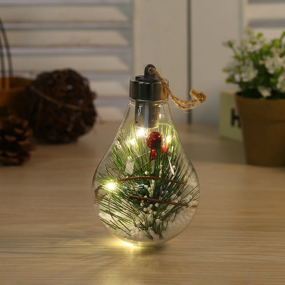 Christmas LED Bulb Ornaments – Transparent Ball Tree Décor for Festive Charm & Perfect Holiday Gifts