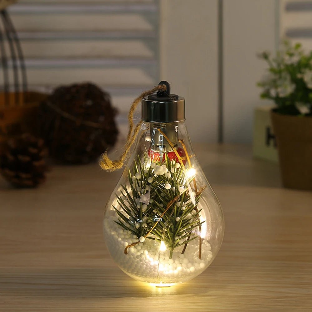 Christmas LED Bulb Ornaments – Transparent Ball Tree Décor for Festive Charm & Perfect Holiday Gifts