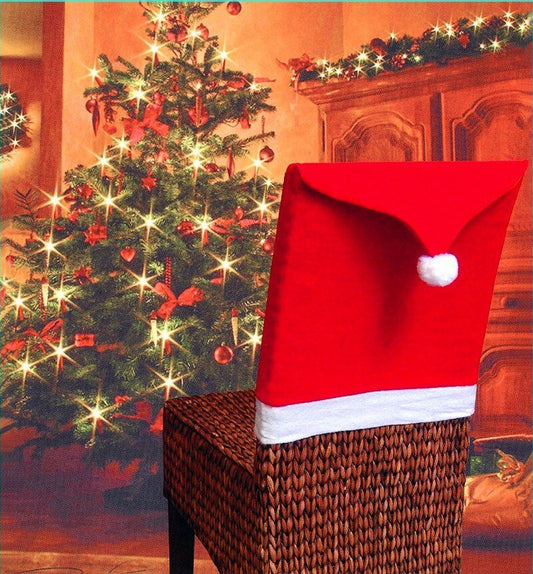Christmas Santa Hat Chair Covers - Festive Chair Elegance ( 2 pcs )