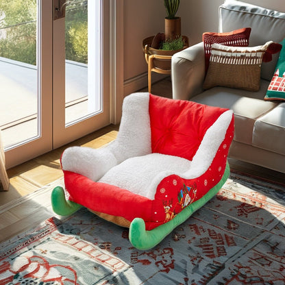 Christmas Sleigh Pet Bed – Warm Cloud Nest for Cats & Dogs, the Perfect Winter Retreat for Your Furry Friends