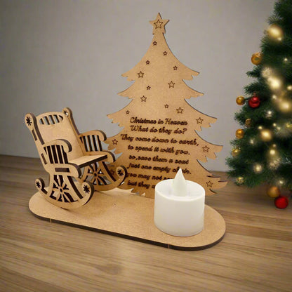 Christmas Tealight Candle Holder – "Merry Christmas in Heaven" Remembrance Ornament for Cherished Holiday Memories & Tabletop Décor