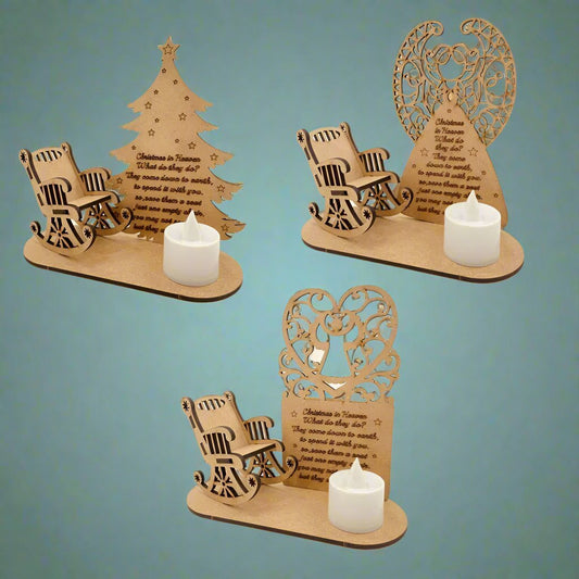 Christmas Tealight Candle Holder – "Merry Christmas in Heaven" Remembrance Ornament for Cherished Holiday Memories & Tabletop Décor
