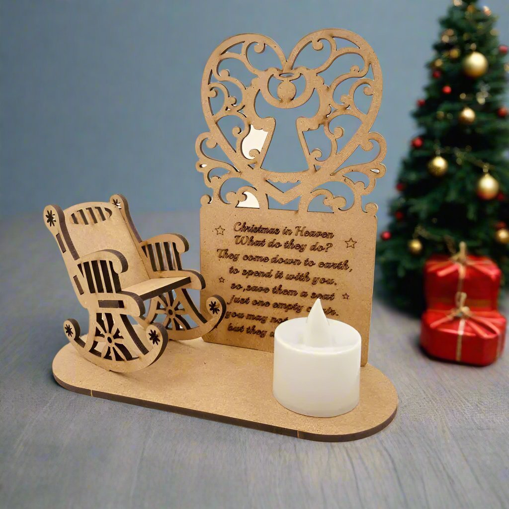 Christmas Tealight Candle Holder – "Merry Christmas in Heaven" Remembrance Ornament for Cherished Holiday Memories & Tabletop Décor