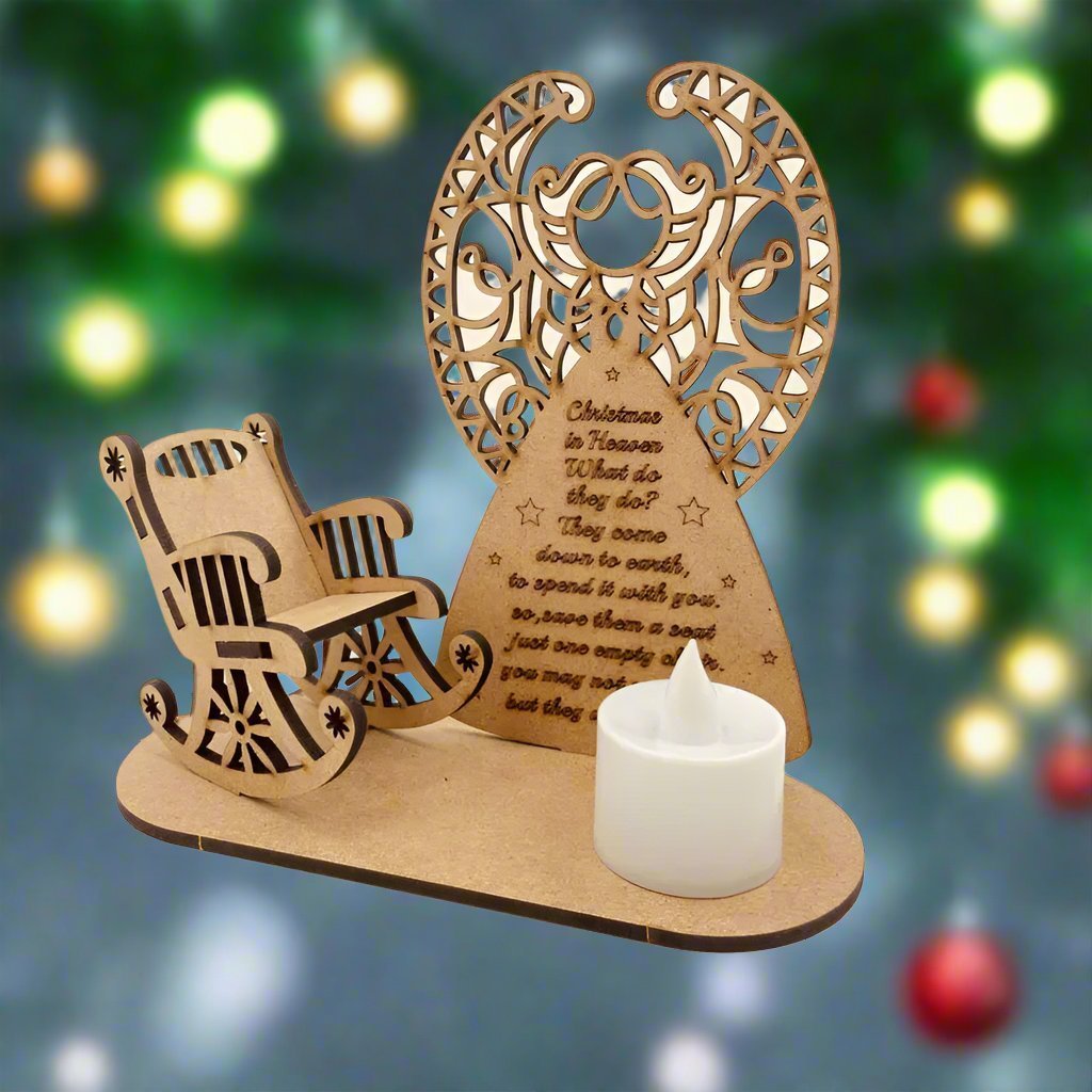 Christmas Tealight Candle Holder – "Merry Christmas in Heaven" Remembrance Ornament for Cherished Holiday Memories & Tabletop Décor