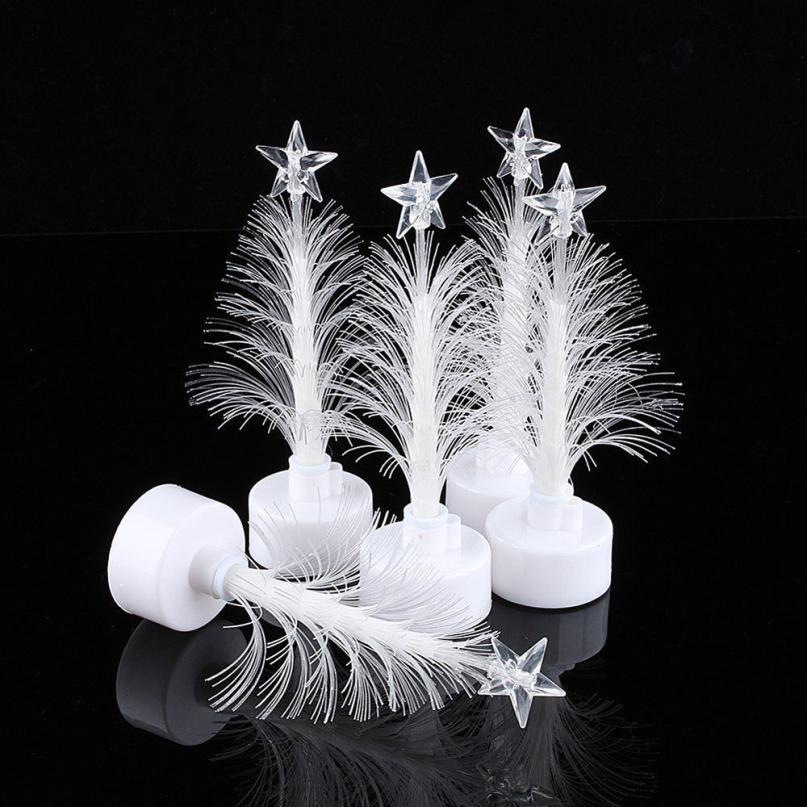 Color Changing Mini Xmas Tree - New Colored Fiber Optic LED Light-up Mini Christmas Tree