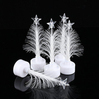 Color Changing Mini Xmas Tree - New Colored Fiber Optic LED Light-up Mini Christmas Tree