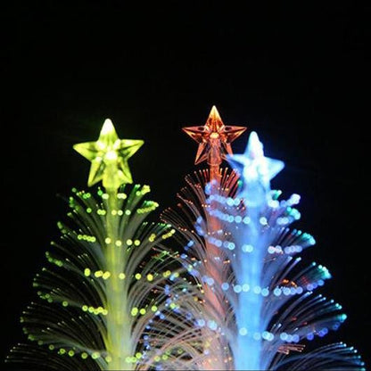 Color Changing Mini Xmas Tree - New Colored Fiber Optic LED Light-up Mini Christmas Tree