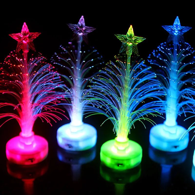 Color Changing Mini Xmas Tree - New Colored Fiber Optic LED Light-up Mini Christmas Tree