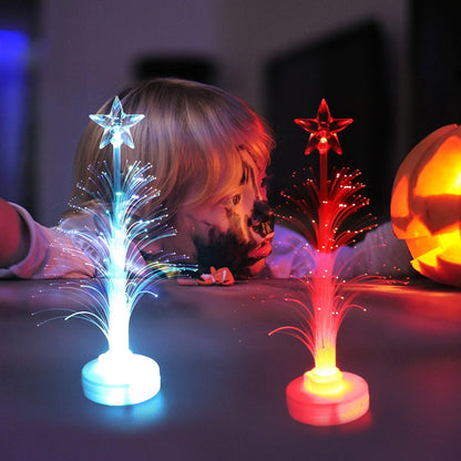 Color Changing Mini Xmas Tree - New Colored Fiber Optic LED Light-up Mini Christmas Tree