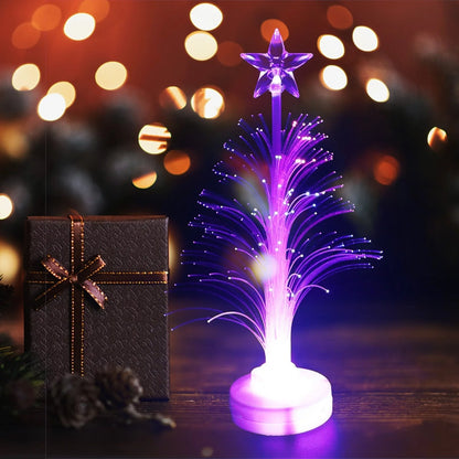 Color Changing Mini Xmas Tree - New Colored Fiber Optic LED Light-up Mini Christmas Tree