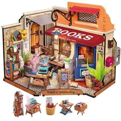 Corner Bookstore DIY Miniature Dollhouse kit