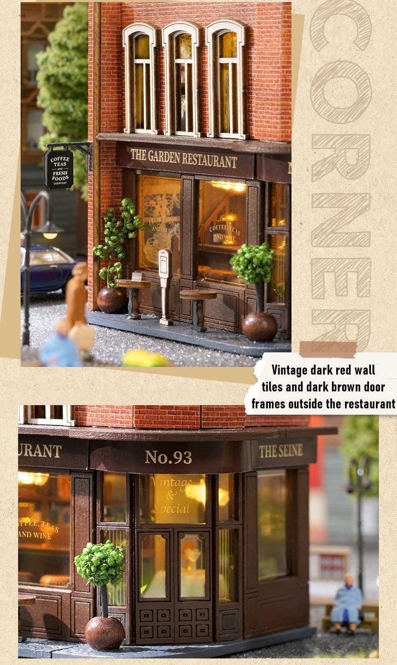 Corner Restaurant DIY Dollhouse Kit | Mini House