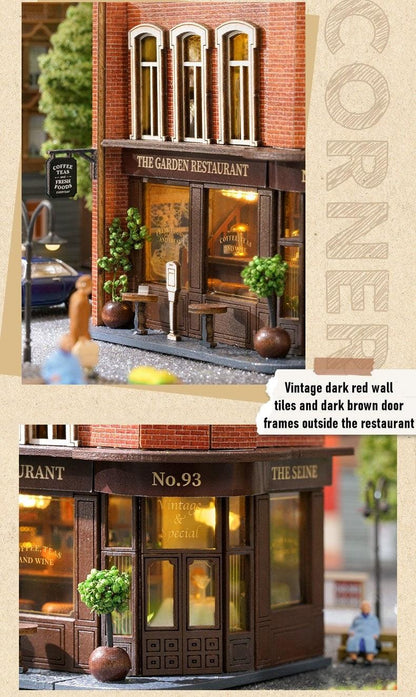 Corner Restaurant DIY Dollhouse Kit | Mini House