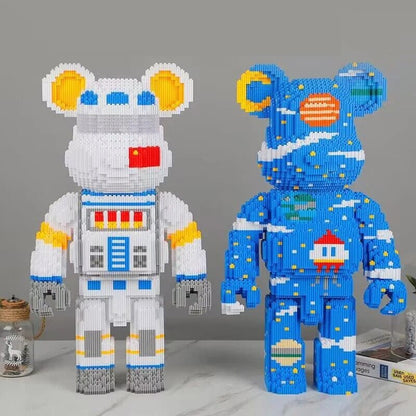 DIY Mini Cartoon Building Block Bearbrick Model – Light-Up Building Block Toy for Kids, Perfect Christmas & Birthday Gift
