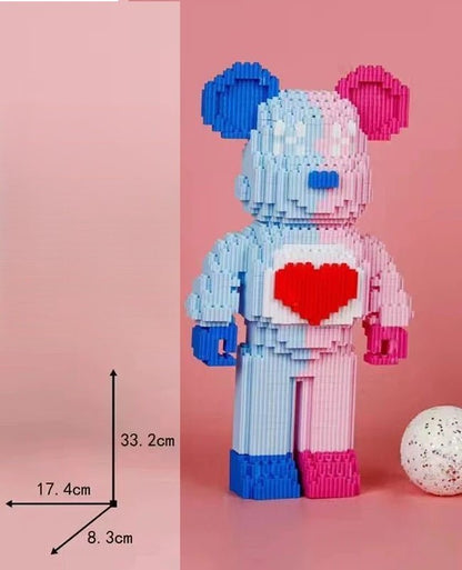 DIY Mini Cartoon Building Block Bearbrick Model – Light-Up Building Block Toy for Kids, Perfect Christmas & Birthday Gift