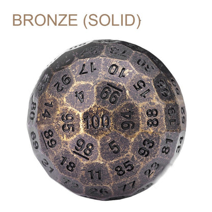 100 Sided Polyhedron Metal Dice with Numbering, Designed for Big Party & More Possibilities