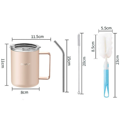 Stainless Steel Travel Mug with Leakproof Lid and Straw, for Home, Office, Driving