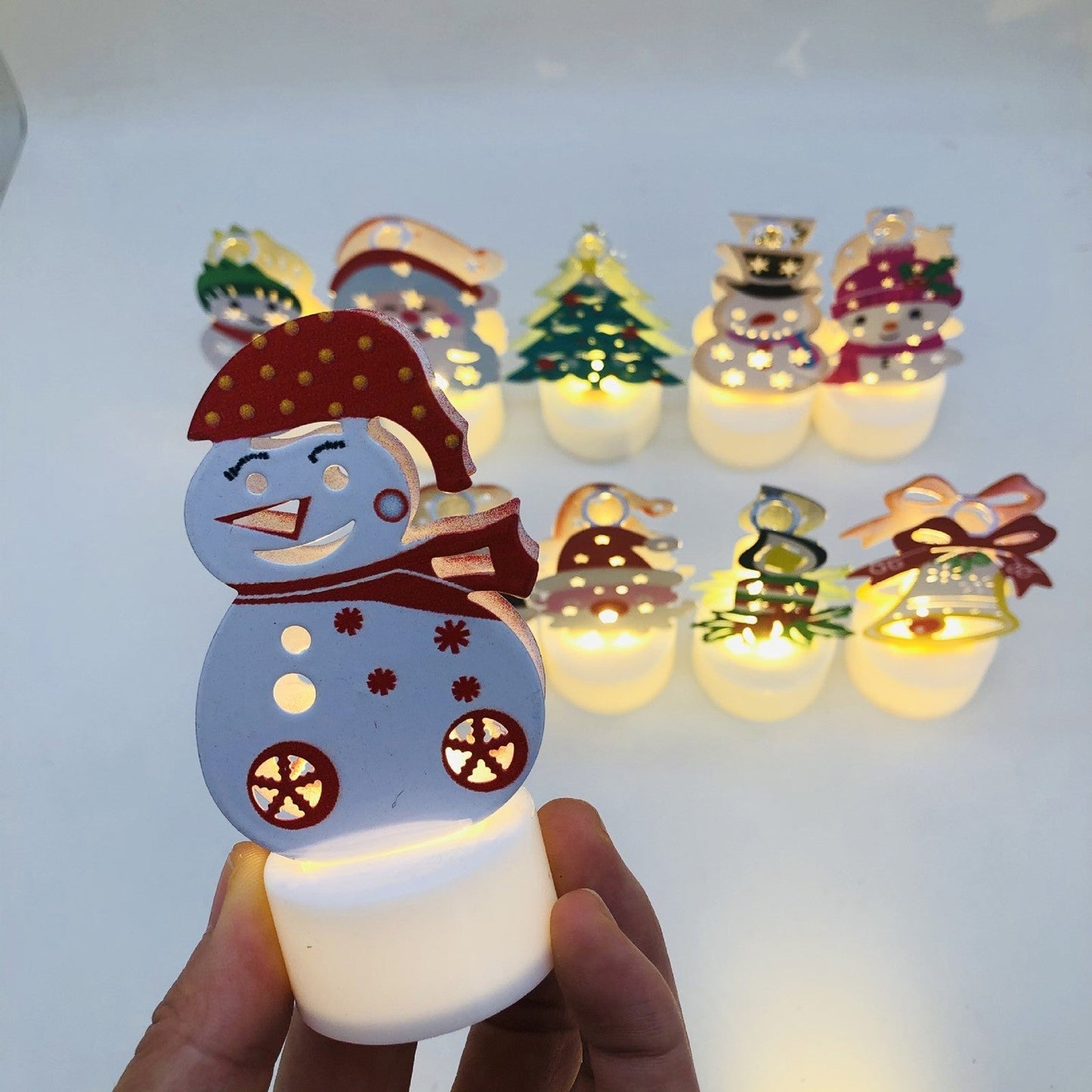 Electronic LED Christmas Candle Lamps – Adorable Santa, Snowman & Tree Night Lights for Festive Home, Party, & Garden Décor