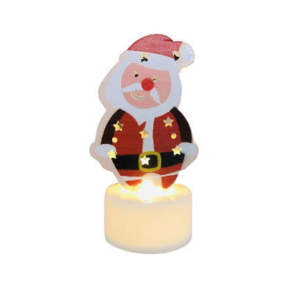 Electronic LED Christmas Candle Lamps – Adorable Santa, Snowman & Tree Night Lights for Festive Home, Party, & Garden Décor