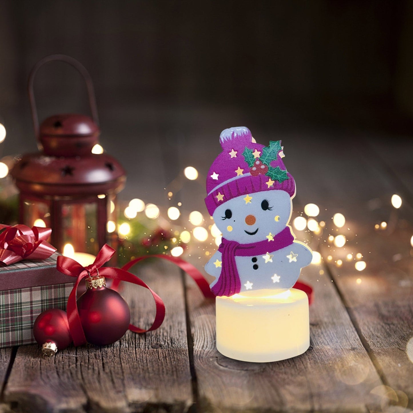 Electronic LED Christmas Candle Lamps – Adorable Santa, Snowman & Tree Night Lights for Festive Home, Party, & Garden Décor
