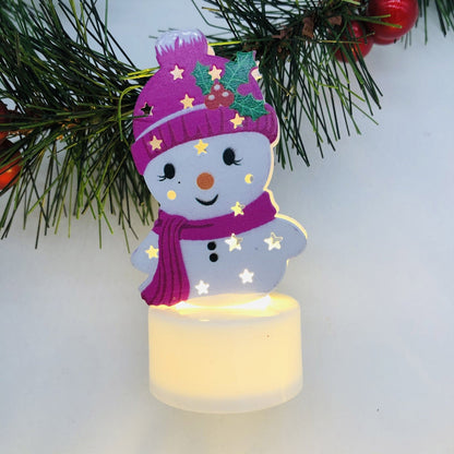 Electronic LED Christmas Candle Lamps – Adorable Santa, Snowman & Tree Night Lights for Festive Home, Party, & Garden Décor