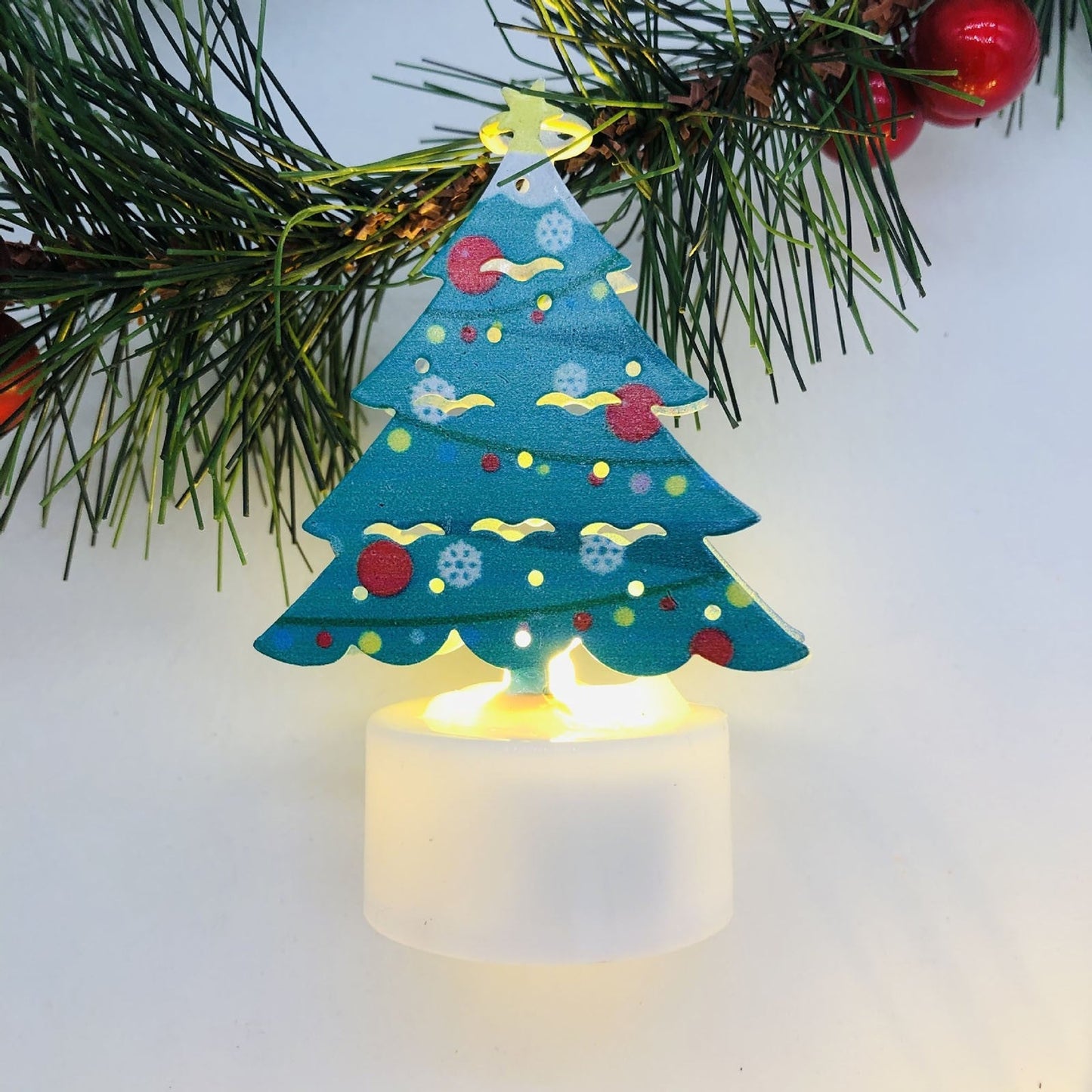 Electronic LED Christmas Candle Lamps – Adorable Santa, Snowman & Tree Night Lights for Festive Home, Party, & Garden Décor