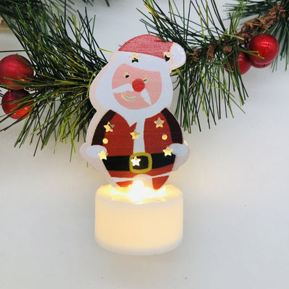 Electronic LED Christmas Candle Lamps – Adorable Santa, Snowman & Tree Night Lights for Festive Home, Party, & Garden Décor