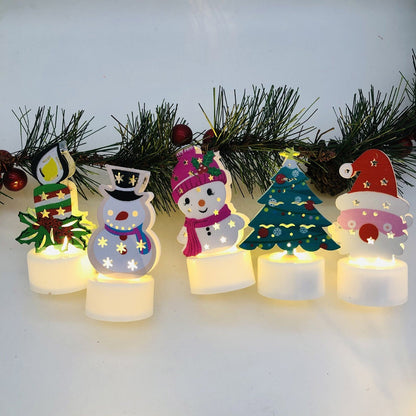 Electronic LED Christmas Candle Lamps – Adorable Santa, Snowman & Tree Night Lights for Festive Home, Party, & Garden Décor