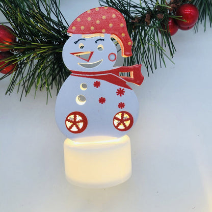 Electronic LED Christmas Candle Lamps – Adorable Santa, Snowman & Tree Night Lights for Festive Home, Party, & Garden Décor