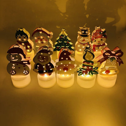 Electronic LED Christmas Candle Lamps – Adorable Santa, Snowman & Tree Night Lights for Festive Home, Party, & Garden Décor