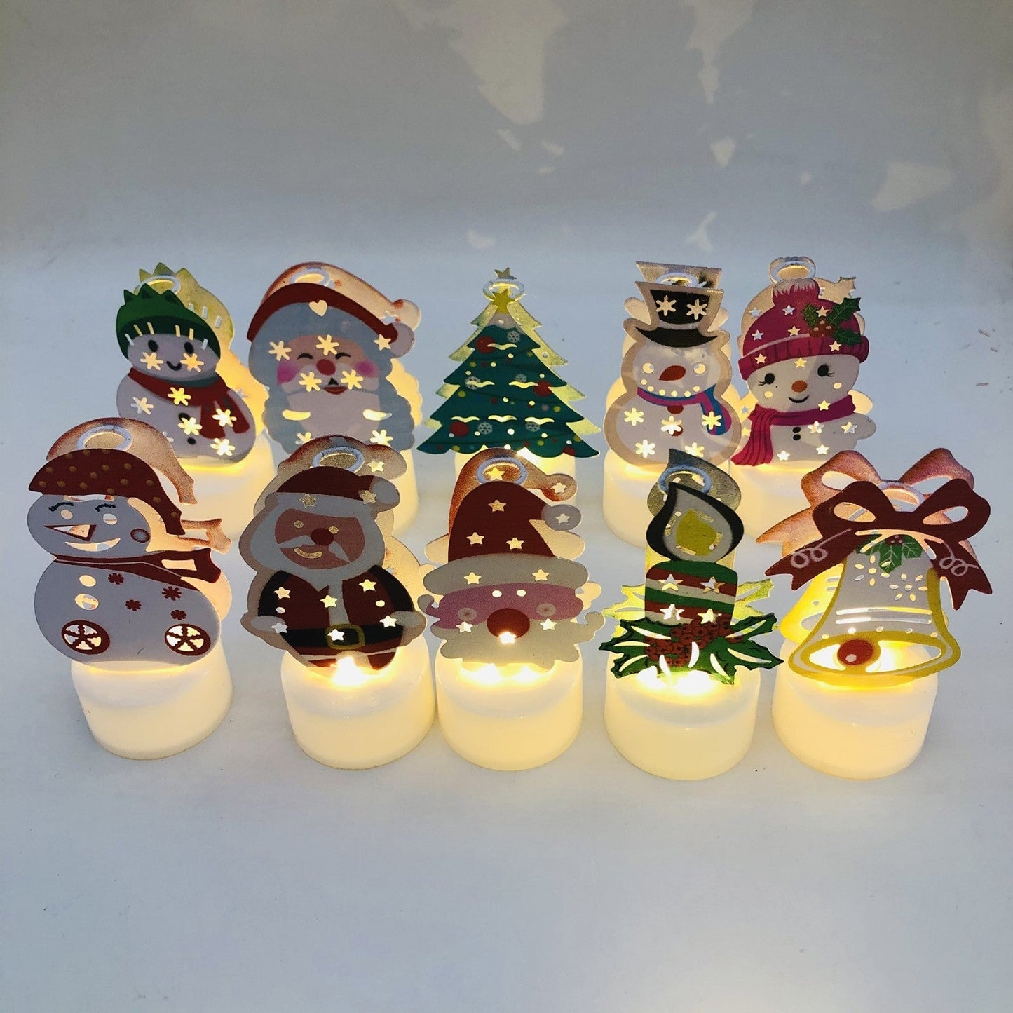 Electronic LED Christmas Candle Lamps – Adorable Santa, Snowman & Tree Night Lights for Festive Home, Party, & Garden Décor