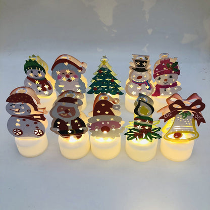 Electronic LED Christmas Candle Lamps – Adorable Santa, Snowman & Tree Night Lights for Festive Home, Party, & Garden Décor
