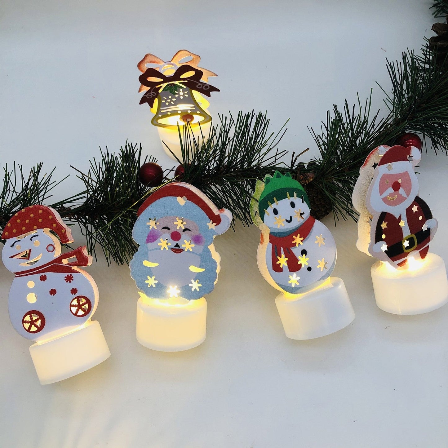 Electronic LED Christmas Candle Lamps – Adorable Santa, Snowman & Tree Night Lights for Festive Home, Party, & Garden Décor