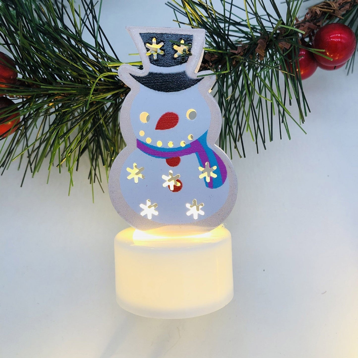 Electronic LED Christmas Candle Lamps – Adorable Santa, Snowman & Tree Night Lights for Festive Home, Party, & Garden Décor