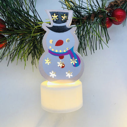 Electronic LED Christmas Candle Lamps – Adorable Santa, Snowman & Tree Night Lights for Festive Home, Party, & Garden Décor
