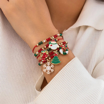 Enchanting Christmas Crystal Bracelet – Adjustable Snowflake & Tree Pendant with Sparkling CCB Beads for Festive Elegance