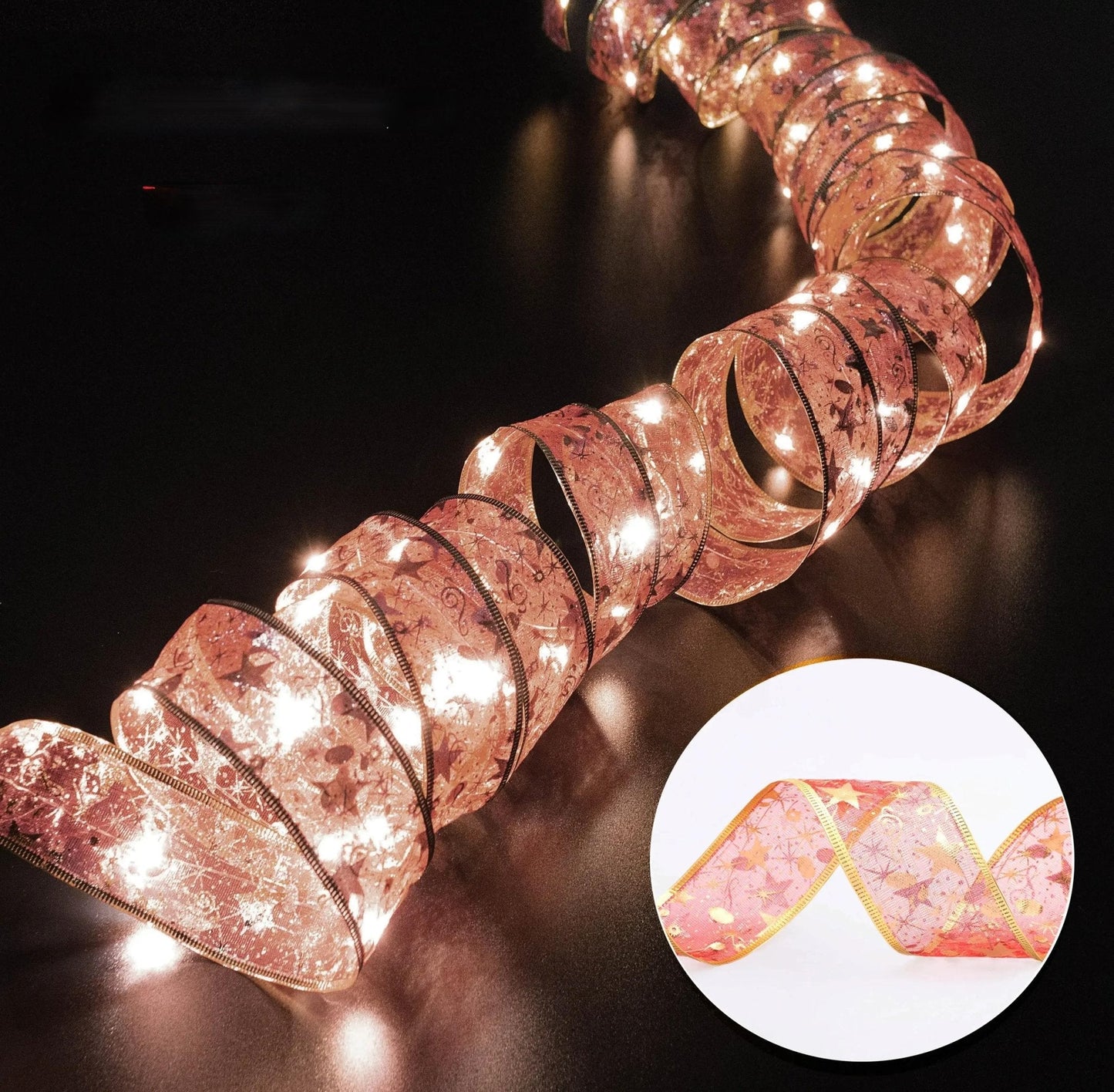 Enchanting Ribbon Fairy Lights – Christmas Tree Ornaments & Home Décor for a Magical New Year’s Celebration!