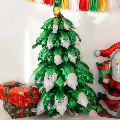 Festive Standing Christmas Tree Balloon – Shimmering Aluminum Film Decoration for Holiday Parties & Cheerful Home Décor