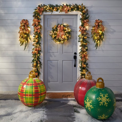 Giant Inflatable Christmas Ornament, 24 Inch Christmas Ball Outdoor Holiday Yard Lawn Porch Decor