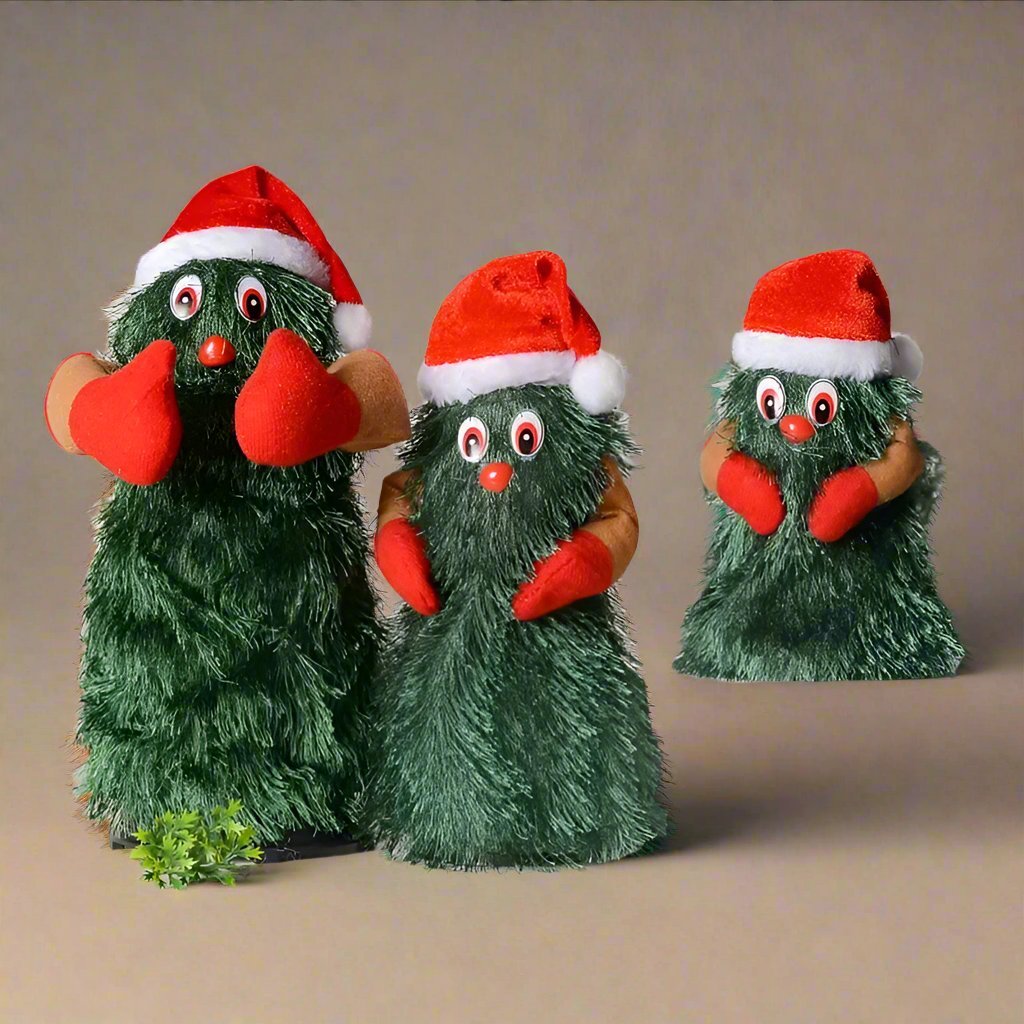 Joyful Rotating Singing & Dancing Christmas Tree Dolls – Electric Action Figures for Festive Décor and Holiday Fun