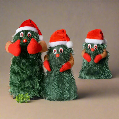 Joyful Rotating Singing & Dancing Christmas Tree Dolls – Electric Action Figures for Festive Décor and Holiday Fun