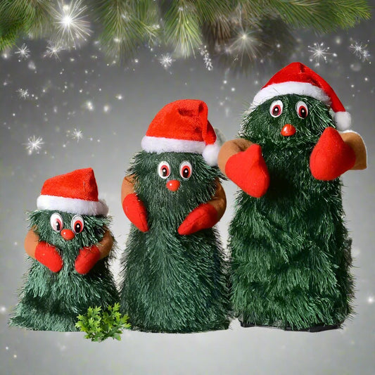 Joyful Rotating Singing & Dancing Christmas Tree Dolls – Electric Action Figures for Festive Décor and Holiday Fun