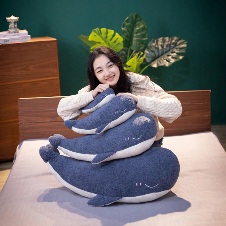 Adorable Fluffy Blue Whale Plushie