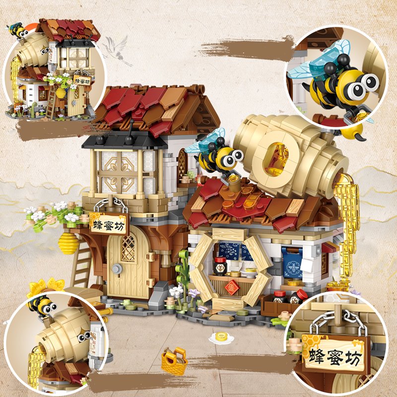 Ancient Honey Bee & Bacon Shops Micro Building Set Collection