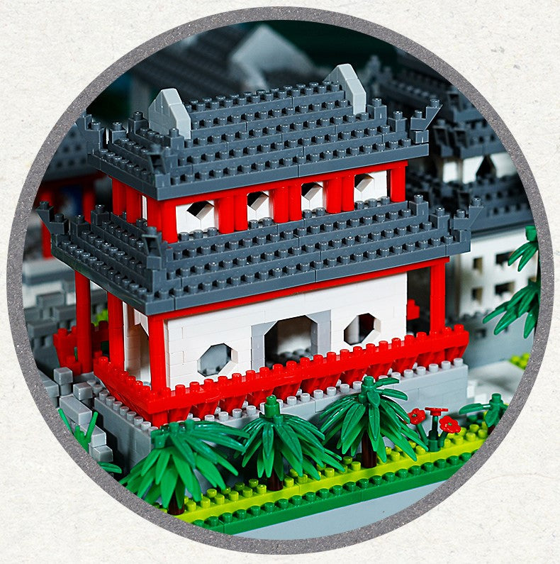 Ancient Pagoda Village with Lake Nano Building Blocks